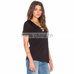 Lady Black Lace Up Sexy Tube Fancy Top thumbnail-2