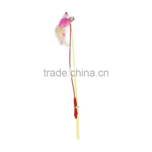 Plastic Wand Pet Teaser Mouse Animal Yellow Bell thumbnail-1