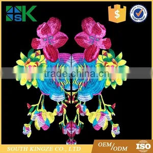 Wholesale 3D Blue Lace Patch Fabric Peony Applique Computer Embroidered Flower Stage Clothes Diy Accessories thumbnail-2