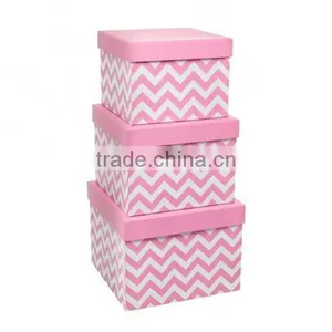 Gift Box Chevron Square Black/Red/Baby Blue/Baby Pink Set of 3,Paper Gift Box Set Gift Packaging Box thumbnail-4