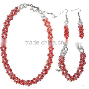 2014 Glass Beaded Fashion Jewelry Set With Necklace,Earrings and Bracelet;Wholesale Jewelry Sets,Bridal Jewelry Sets DB01488 thumbnail-1