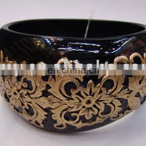Chinese Style Retro Resin Bracelet Bangles With Gold Pattern thumbnail-1