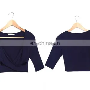 Wholesale Rayon Fabric New Fashion Navy Blue Party Skirt Two Pieces Woman Apperal thumbnail-3