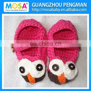 Handmade Baby Girl Booties Owl Baby Shoes Hot Pink Brown For Newborn thumbnail-1