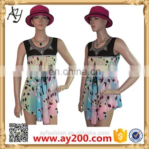 Wholesale Newest Design Dress Rainbow Chiffon Short Dress Print Dress thumbnail-1