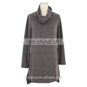 Elegant Mature Xxl Size Women 3/4 Sleeve Cow Neckline Shirt Dress thumbnail-1