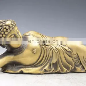 Thailand Temple Bronze Brass Rest Sleep Sakyamuni Reclining Buddha Statue thumbnail-3