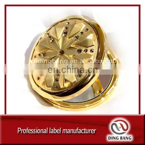OEM Accepted Individual Packaged Custom Made Embossed Design Fine Cosmetic Mirror Souvenir Gold Metal Crystal Cosmetic Mirror thumbnail-1