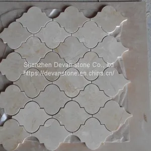 Crema Marfil Arabesque Lantern Shaped Floor Mosaic thumbnail-1