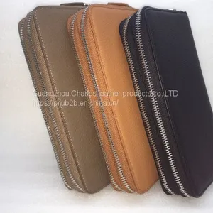Custom Lychee Layer Suede Leather Long Wallet Men and Europe Multi-function Double Zipper Clutch Bag Clutch Bag Female thumbnail-2