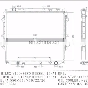 16400-0L361 Radiator for Revo Fortuner Diesel AT thumbnail-2