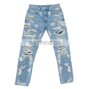 DiZNEW Custom Bootcut Embroidered American Brand Style Stacked Jeans Ripped Men thumbnail-3