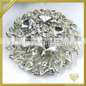 Fashion Design Jewelry Accessories Rhinestone Round Shaped Brooch Pin FB-041 thumbnail-2