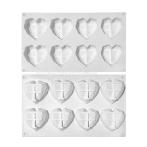 8 Cavities Heart Shaped Chocolate Silicone Mold for Handmade Mousse Cake Mold thumbnail-4