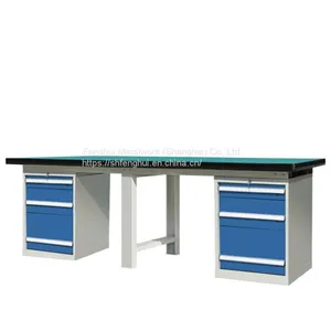 Industrial Assembly Maintenance Steel Heavy Duty Metal Drawer Workbench Workbench With Drawers Mid & Lower Shelf Power Bar Tool Panel And Lighting System thumbnail-1