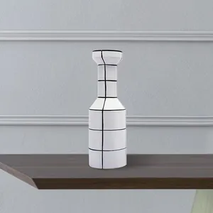 Nordic Modern Simple Creative Fashion White Black Stripe Ceramic Vase For Living Room Decor thumbnail-3