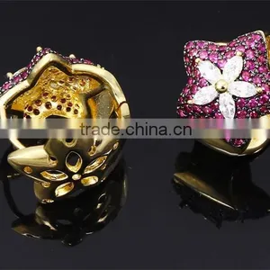 Latest Trend Cocktail Party Colorful Red Cubic Zirconia Star Fancy Jewellery Set thumbnail-6
