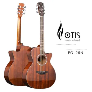 Otis 41inch Mahogany Solid Top Acoustic Guitar Manufacturer Cutaway Single Board Guitar Factory FG-26N thumbnail-1