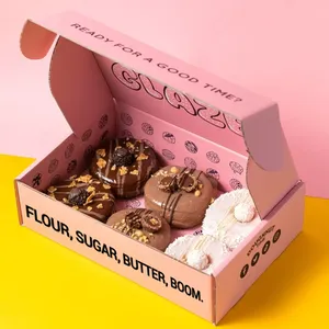 Bread Packaging Food Grade Pink Paper Mochi Doughnut Packaging Snacks Biscuit Cookie Packaging Box thumbnail-5