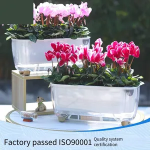 Wholesale of Cross - Border Hot - Selling All - Transparent Plastic Self - Watering Lazy Flower Pots, Special Resin Planting Pots for Amazon thumbnail-1