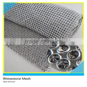 Aluminum Rhinestone Mesh For Shoes Ss6 2mm Mix Black Diamond Silver Roll thumbnail-1