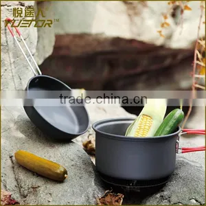 Compact Foldable Outdoor Camping Hiking Cookware Backpacking Cooking Picnic Pot Pan Bowl Set With Mesh Bag thumbnail-2