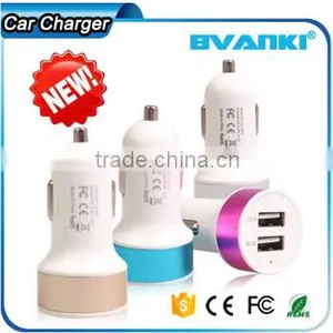 2016 New Arrival Customize Colorful Aluminum Ring Mini Universal Car Charger , Single / Dual Usb Car Charger for Mobile Phone thumbnail-1