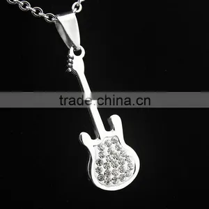 Wholesale Stainless Steel Guitar Pendant Necklace thumbnail-6