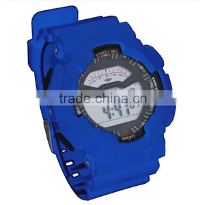 LP1331 Blue PU Multifunction Digital LCD Display Printing Graphic Pattarn Set Digital Wrist G Watch thumbnail-3