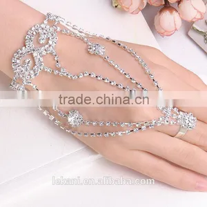 China Supplier New Arrival Women Crystal Bracelet Connected Ring Quality Choice thumbnail-1