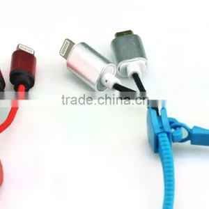 High Speed 2 in 1 Zipper USB Cable Multi USB Charging Connector Cable For Smartphone thumbnail-2