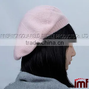 Women's 100% Cashmere Trendy Warm Soft Stretch Beret Knit Beanie Hat thumbnail-3