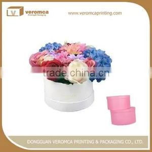 Custom Black Round Box White Rigid Paper Cardboard Flower Gift Box thumbnail-1