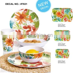 Flower Custom Designed Printed Color Cup Bowl Plate Jug Fastion Eco-friendly Bamboo Firbre Kitchenware, Dishes Dinner Set thumbnail-1