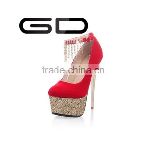 Newest Suede Leather High Heels Platform Single Shoe for Evening Dress thumbnail-1