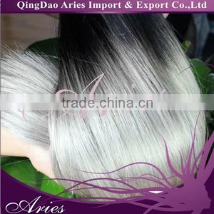 Tangle Free Shedding Free Hair Extensions Grey Remy Human Hair Weaving thumbnail-1