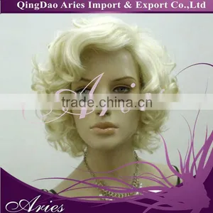 10" Heat Resistant Short Curly White Platinum Blonde Lace Front Synthetic Wig thumbnail-1