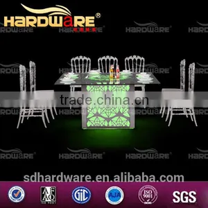 Square New Model Led Light Table Dining Room Dining Table With Led Light thumbnail-4