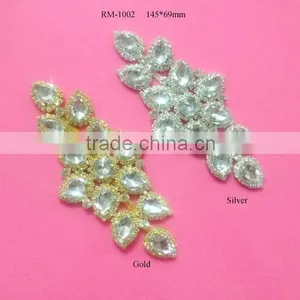 Beaded Applique Wholesale Bridal Rhinestone Appliques for Wedding Dresses(RM-1002) thumbnail-1