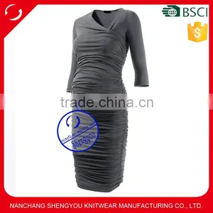Custom Three Quarter Sleeve Plain Pregnant Women Maternity Dresses thumbnail-1