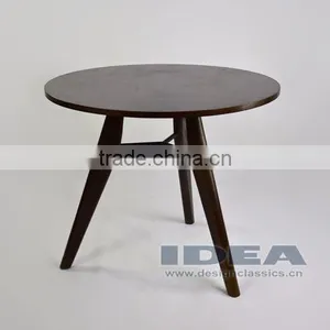 Replica Jean Prouve Gueridon Dining Table - Solid Ash Stained in Walnut Color thumbnail-2