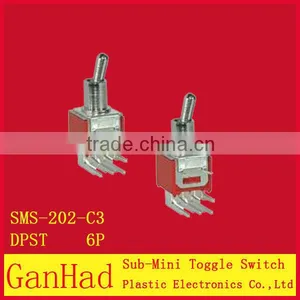 2 Pin Sub-Miniature Toggle Switch 3A 2-Way ON OFF thumbnail-1