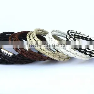 NEW Fashion Handmade Leather Wrap Wristband Cuff Punk Magnetic Buckle Bracelet thumbnail-5