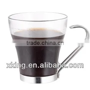 Glass Coffee Cup Maker With Stainless Steel Handle thumbnail-1