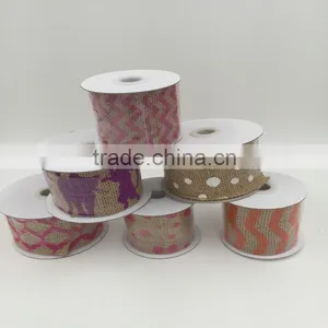 7cm Natural Colorful Printed Jute Ribbon thumbnail-2