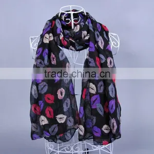 LIP Multicolor 100% Viscose Women Scarf Voile Scarves 180*90 Pashmina Muslim thumbnail-1