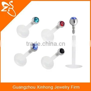 Crystal Plastic Bioflex Labret Piercing Jewelry thumbnail-1