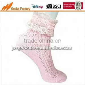 Women's Sexy Ankle Socks With Pointelle Pattern With Lace on the Welt thumbnail-1