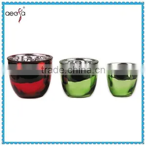 Electroplate Handling Colored Glass Orchid Pot thumbnail-1