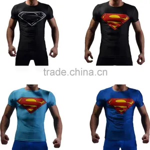 China Manufacture Superhero T-shirt Avengers Marvel Super Heroes Superman Mens 3d Printed Compression T-shirts thumbnail-1